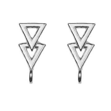 Earrings, Earstuds Two Triangles with ring Silver 925, SZ 73