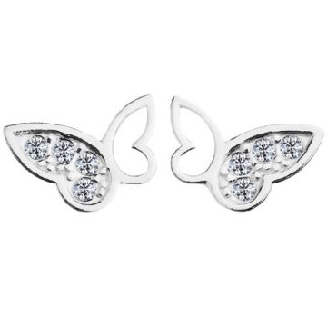 Earrings, earstuds Butterflies with crystals, Silver 925 SZ 133