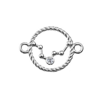 Łącznik znak zodiaku Ryby z kamieniem, srebro 925 S-CHARM 574