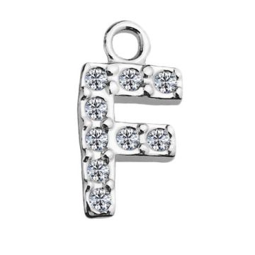 Charm Letter F with crystals, Silver 925 S-CHARM F