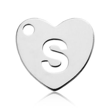 Charm Heart with Letter S Silver 925 BL HEART S - 0,4 mm