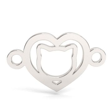 Little heart charm with a cat, silver 925 BL 922 - 0,4 mm