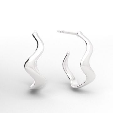 Stud earrings in an irregular, wavy shape, silver 925 EX 37