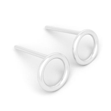 Stud earrings - small circles 7 mm, 925 silver D15