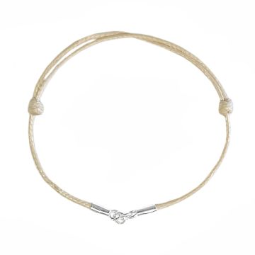 Light beige Cord Bracelet Finding Silver 925 11-22 CM