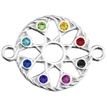 Connector Rosette with colorful crystals, Silver 925 S-CHARM 513