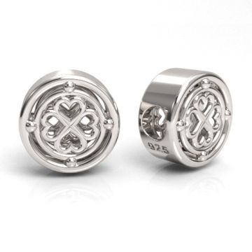 Decorative open-work charm with clover, silver 925 S-CHARM 722