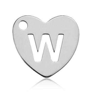 Charm Heart with Letter W Silver 925 BL HEART W - 0,8 mm