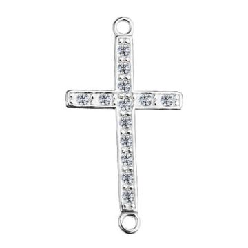 Connector Cross with crystals, Silver 925 S-CHARM 416