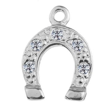 Charm SHOEHORSE with crystals, Silver 925 H-50