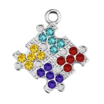 Charm Puzzle with colorful crystals, Silver 925 S-CHARM 529