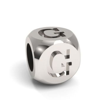 Charm with a letter G, silver 925 CUBE G