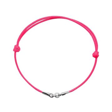 Neon Pink Cord Bracelet Finding Silver 925 13-24 CM