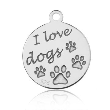 Zawieszka Okrągła 'I love dogs', srebro 925 BL 568 - 0,4 mm