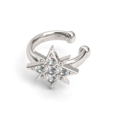 Decorative ear cuff with a star and Preciosa crystals, silver 925 NA 15