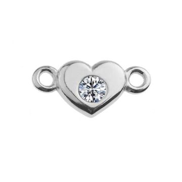 Connector Heart with crystals, Silver 925 S-CHARM 353