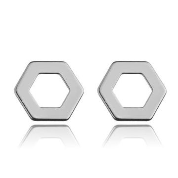 Earstuds, earrings Hexagon Silver 925, SZ 20