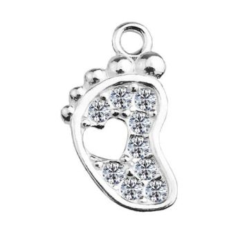 Charm Foot with crystals, Silver 925 S-CHARM 459