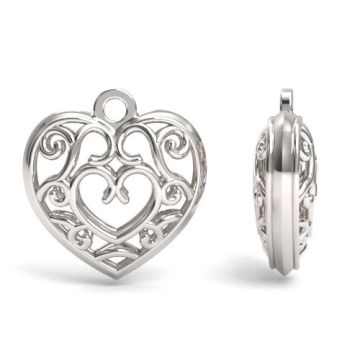 Decorative pendant, open-work Heart charm , silver 925 S-CHARM 762