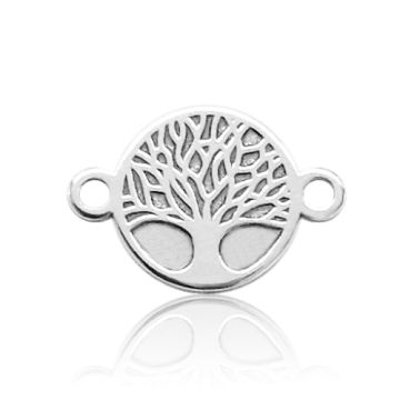 Round connector with an engraved tree, silver 925 BL 983 - 0.8 mm