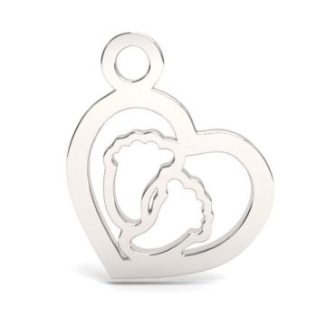 Little heart charm with baby feet, silver 925 BL 911 - 0,8 mm