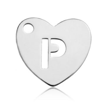 Charm Heart with Letter P Silver 925 BL HEART P - 0,4 mm