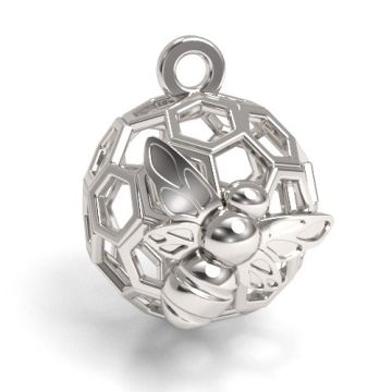 Honeycomb with a bee, open-work pendant, silver 925 S-CHARM 695