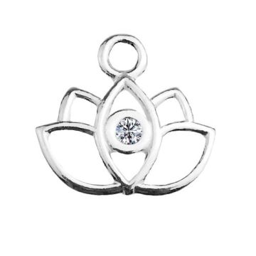 Charm Lotus Flower with crystal, Silver 925 S-CHARM 496