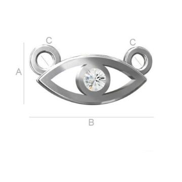 Charm/Connector Nazar with crystal, Silver 925 ODL-00026