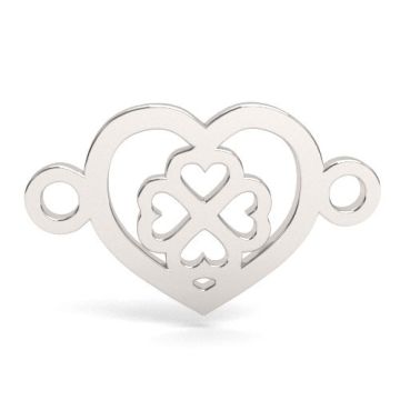 Little heart charm with a clover, silver 925 BL 920 - 0,8 mm