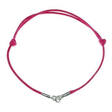 Fuchsia-pink Cord Bracelet Finding Silver 925 11-22 CM