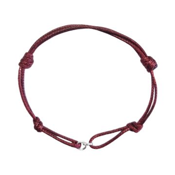 Chestnut / burgundy Cord Bracelet Finding Silver 925 13-21 CM