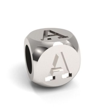 Charm with a letter A, silver 925 CUBE A