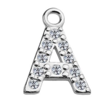 Charm Letter A with crystals, Silver 925 S-CHARM A