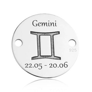 Łącznik / Zawieszka Gemini Bliźnięta Znak Zodiaku, srebro 925 BL 615 - 0,4 mm