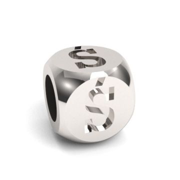 Charm with a letter Ś, silver 925 CUBE S-PL