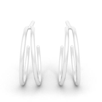 Stud earrings - double circle, 925 silver D42