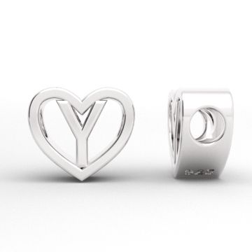 Decorative open-work charm, Heart with letter Y, silver 925 HEART ODL-Y