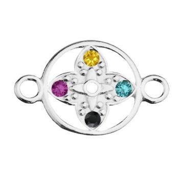 Round Connector with colorful crystals, Silver 925 S-CHARM 533