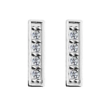 Rectangle Earrings, Earstuds with crystals, Silver 925 SZ 113