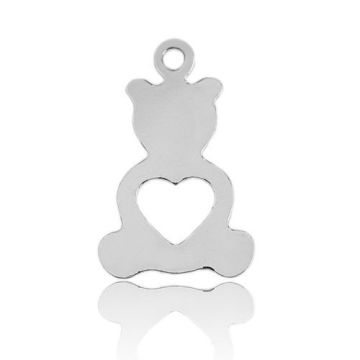 Charm Teddy Bear with heart inside Silver  925 BL 223 - 0,4 mm