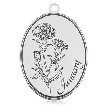 Charm Birth Month with Carnation - January, silver 925 BL 872 - 0,4 mm