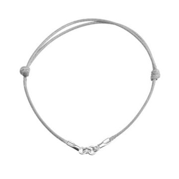 Grey Cord Bracelet Finding Silver 925 13-24 CM