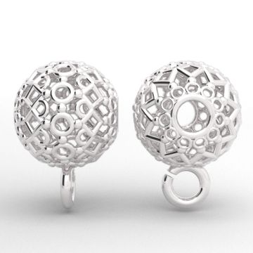 Decorative openwork ball 8 mm with open jumpring, silver 925 KA 04