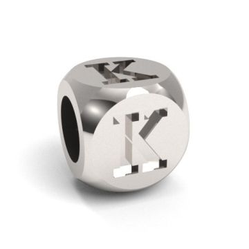 Charm with a letter K, silver 925 CUBE K