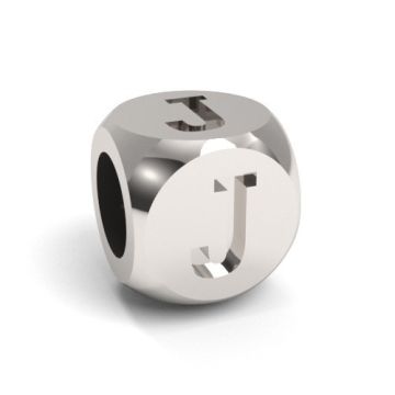 Charm with a letter J, silver 925 CUBE J