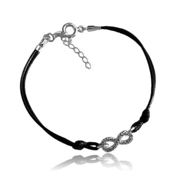 Black cord bracelet with openwork infinity, 925 silver PP-0416