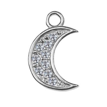 Charm Moon with crystals, Silver 925 S-CHARM 325