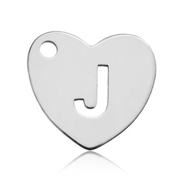 Charm Heart with Letter J Silver 925 BL HEART J - 0,4 mm