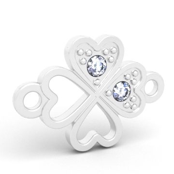 Decorative Clover connector with crystals, Silver 925 S-CHARM 809